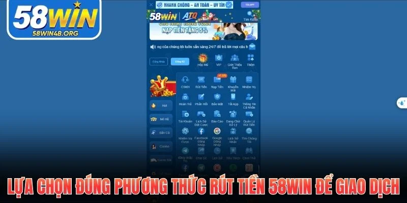  rút tiền 58Win